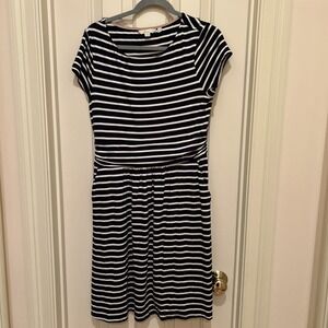 Boden Amelie Jersey Navy White Striped Dress Size 10 P Resort Beach Wedding